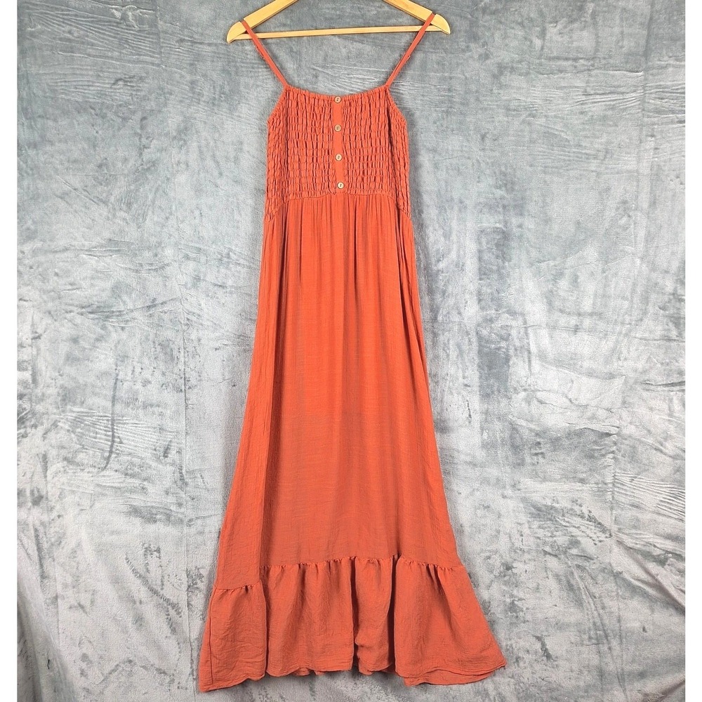 Womens Dress Large Boho‎ Sundress Smocked Ruffle Tiered Maxi Fairy Cottagecore